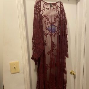 Used Lane Bryant Burgundy Embroidered Duster 38/40